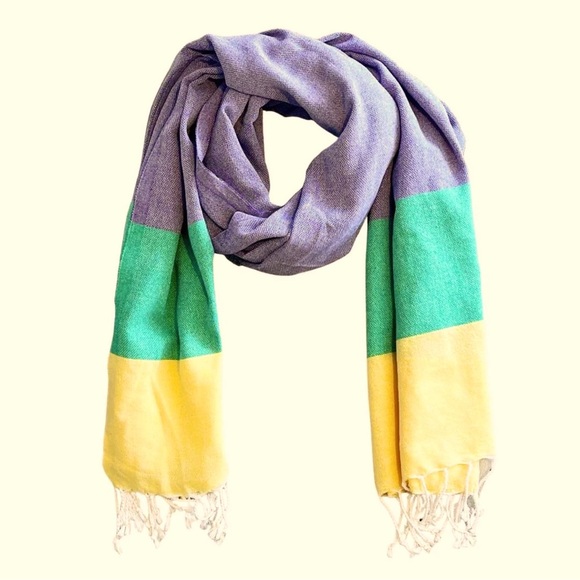 Mardi Gras Color Block Wrap Scarf Loom Weave FLiPSiDE Fleurty Girl NEW Orleans - Picture 6 of 9